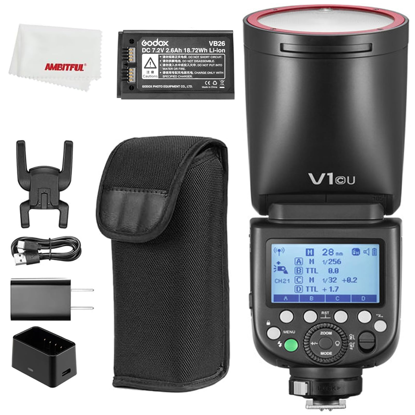 Amazon.com : Godox V1 V1C V1 C V1-C Flash, 76Ws 2.4G TTL Round